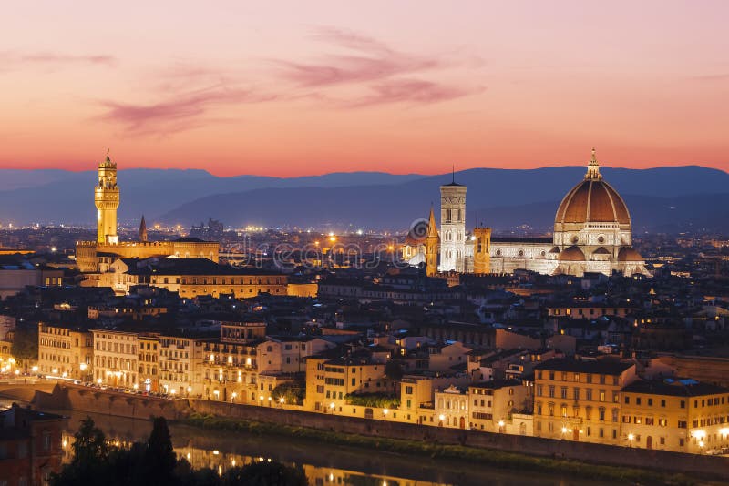 Panorama Sunset Over Florence, Stock Image Image of italian, dome
