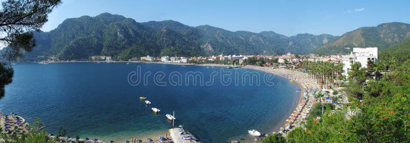 Panorama of turkish marmaris resort aegean sea