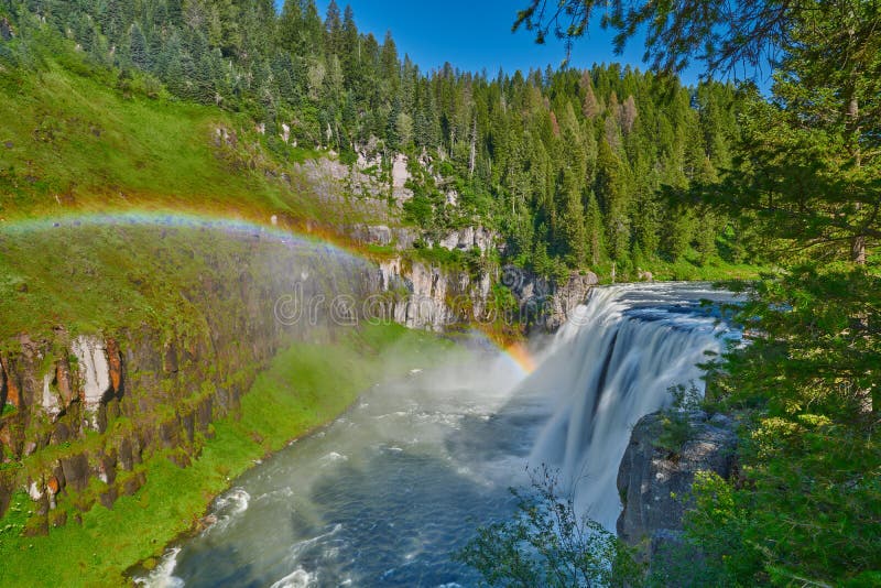 Panorama of Upper Mesa Falls Near Ashton, Idaho Stock Image Image of