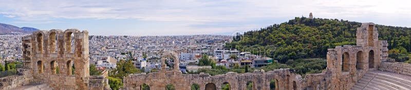 Panorama van de Akropolis aan de overkant van hoofdathene op een hete avond, Griekenland stock foto's Panorama van de Akropolis aan de overkant van hoofdathene op een hete avond, Griekenland stock foto's