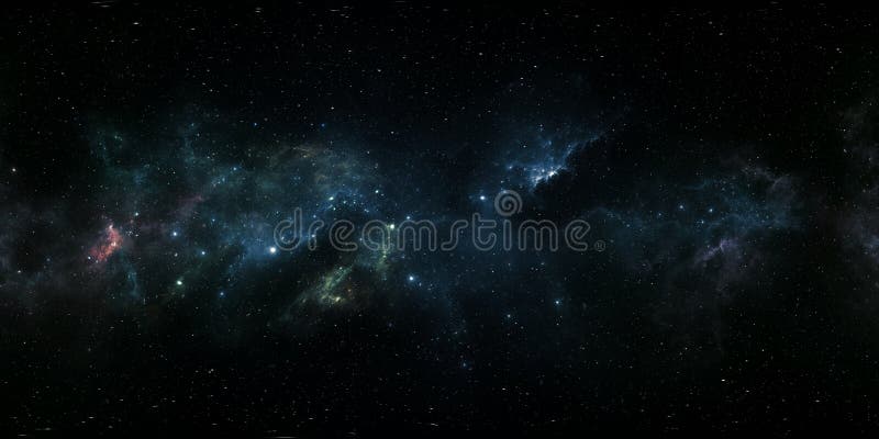 panorama van de 360 graad het ruimtenevel, equirectangular projectie, milieukaart Het sferische panorama van HDRI Nachthemel met