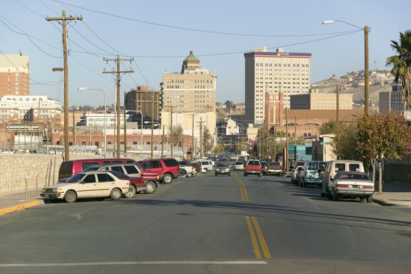 Panorama Van Horizon En El Paso Van De Binnenstad Texas, Grensstad Aan