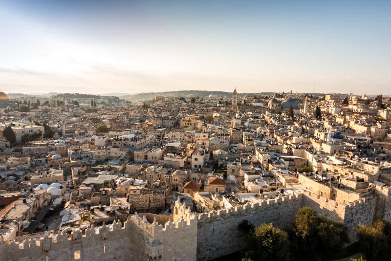 Panorama van Jeruzalem van het noorden, Israël stock foto Panorama van Jeruzalem van het noorden, Israël stock foto