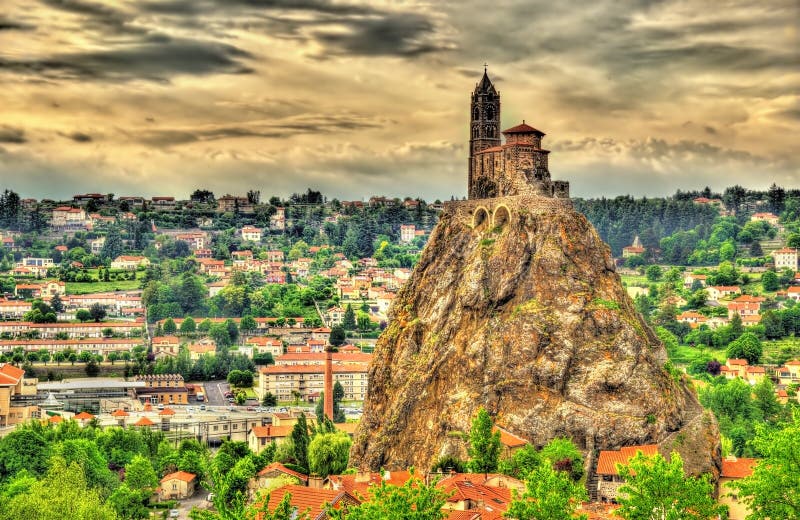 Panorama van Le Puy-en-Velay - Frankrijk stock afbeelding Panorama van Le Puy-en-Velay - Frankrijk stock afbeelding