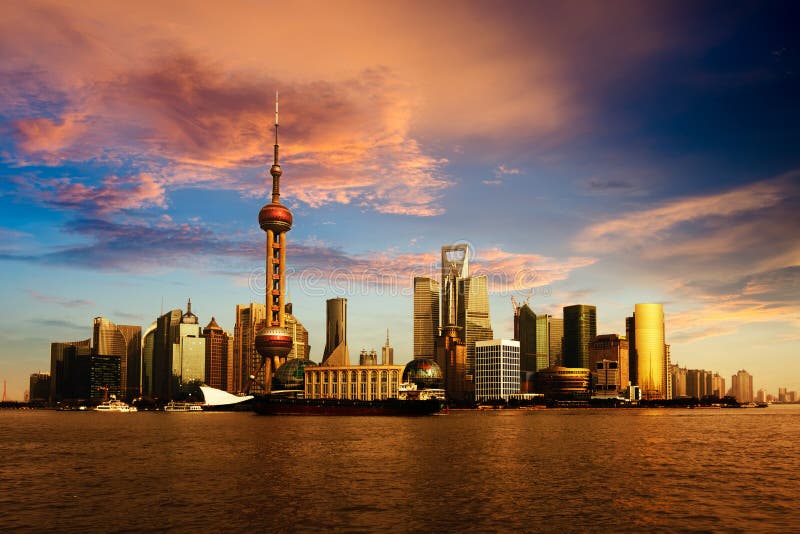 Panorama van Shanghai stock afbeelding Panorama van Shanghai stock afbeelding