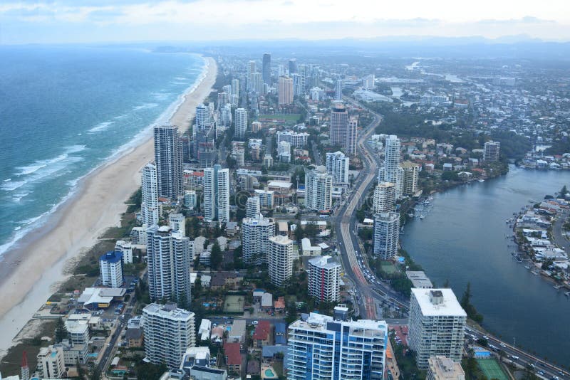 Panorama van Skypoint-observatiedek Surfersparadijs Gouden Kust Queensland australië stock fotografie Panorama van Skypoint-observatiedek Surfersparadijs Gouden Kust Queensland australië stock fotografie