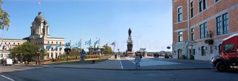 Panorama van Stad de van de binnenstad van Quebec stock afbeelding Panorama van Stad de van de binnenstad van Quebec stock afbeelding
