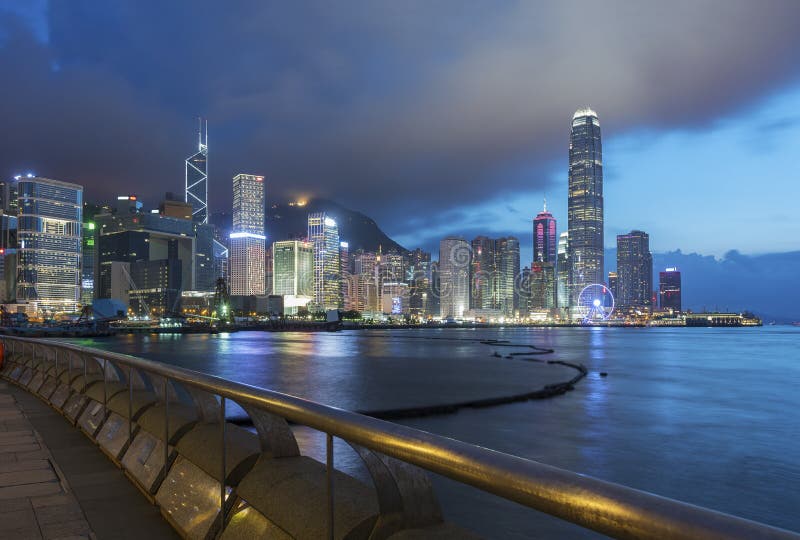 Victoria Harbor in Hong Kong at Dusk Stock Image - Image of beautiful ...