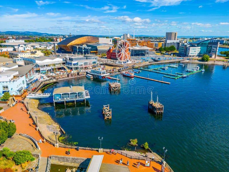 Panorama view of Cardiff bay in Wales