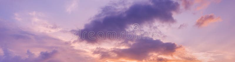 Panorama view of dramatic beautiful nature sunset sky and clouds royalty free stock photos
