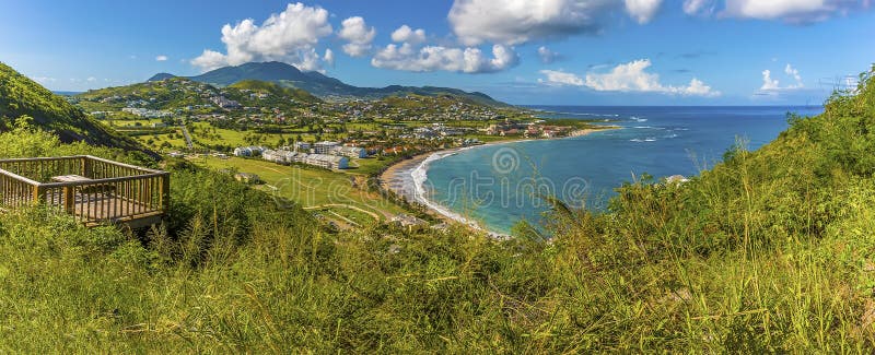 A Panorama View Looking North from Timothy Hill in St Kitts Stock Image