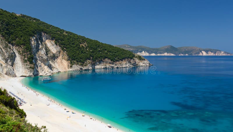 Panorama view of Myrtos beach on the island Kefalonia.