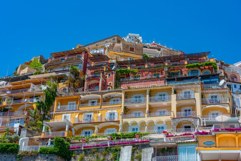 Panorama View of Positano Town in Italy Stock Photo - Image of building ...