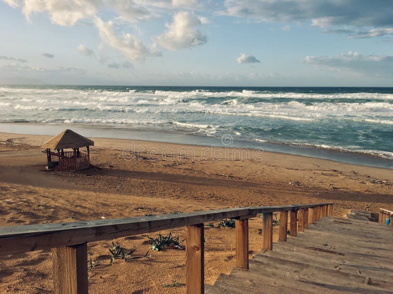 Panorama of virgin Mediterranean seashore landscape in Skikda, Algeria royalty free stock photos Panorama of virgin Mediterranean seashore landscape in Skikda, Algeria royalty free stock photos