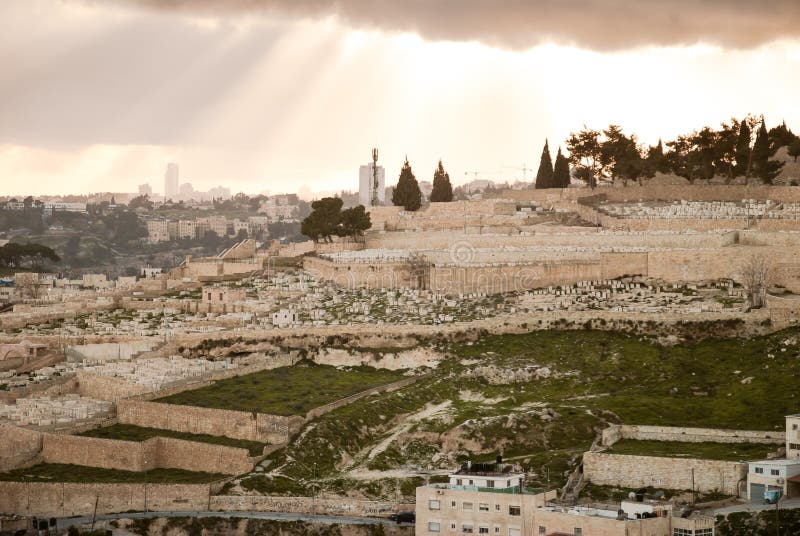 Panorama von Jerusalem vom Ölberg lizenzfreie stockfotos Panorama von Jerusalem vom Ölberg lizenzfreie stockfotos