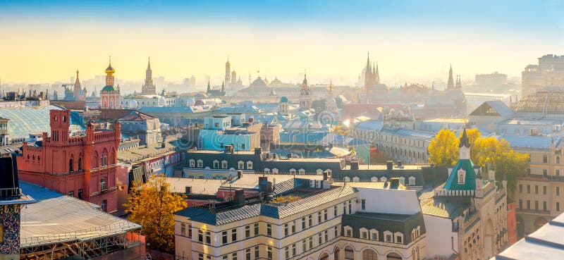 Panorama von oben abends Moskau stockbild Panorama von oben abends Moskau stockbild