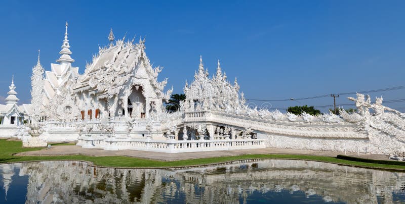 Panorama Wat Rongkun - the white temple in Chiangrai , Thailand