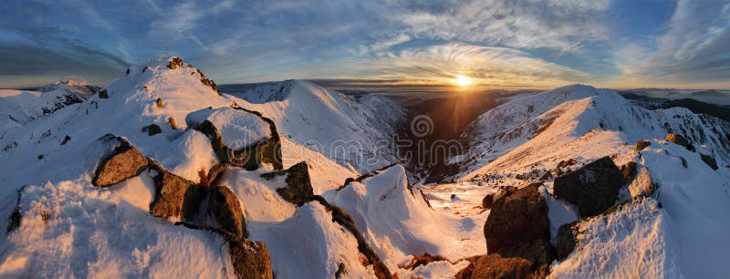 Panorama winter mountain landscape - Slovakia, Low Tatras