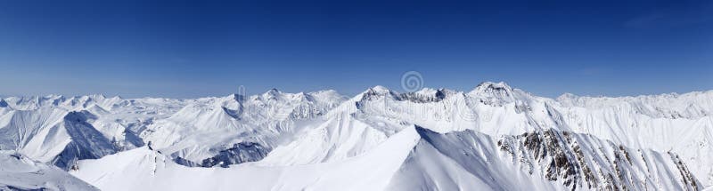 Panorama of winter mountains.