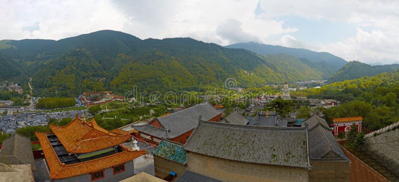 Panorama of Wutai Mountain, Shanxi, China royalty free stock photo