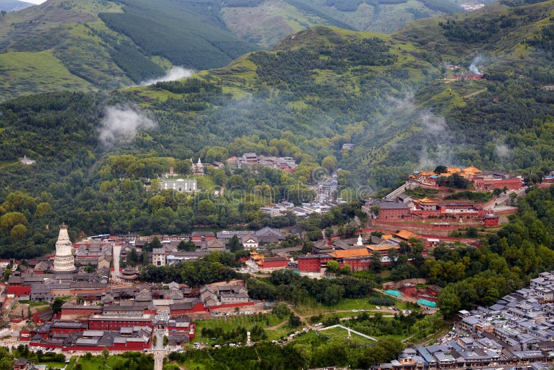 Panorama of Wutai Mountain, Shanxi, China royalty free stock photo