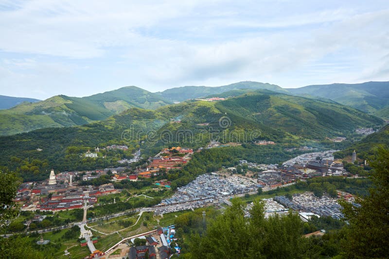 Panorama of Wutai Mountain, Shanxi, China stock image