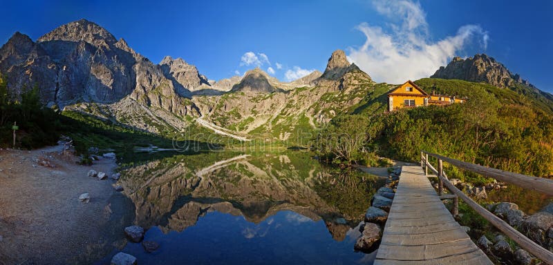 Panorama of Zelene pleso lake valley in Tatra Mountains, Slovakia, Europe