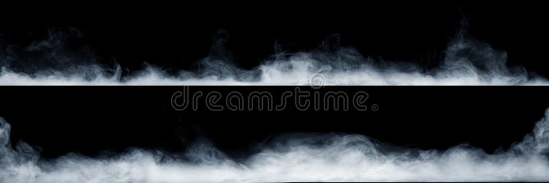 Panoramablick des abstrakten Nebel- oder Rauchverschiebung auf schwarzem Hintergrund
