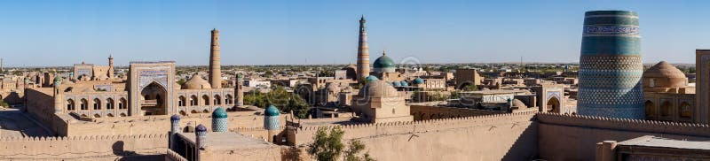 Panoramablick von Khiva - Usbekistan stockfotos Panoramablick von Khiva - Usbekistan stockfotos