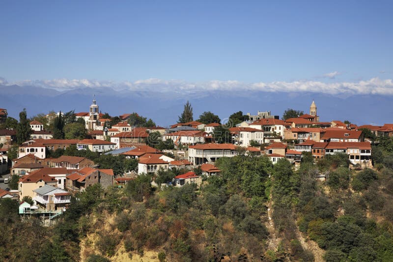 Panoramablick von Sighnaghi Kakheti georgia lizenzfreies stockbild Panoramablick von Sighnaghi Kakheti georgia lizenzfreies stockbild
