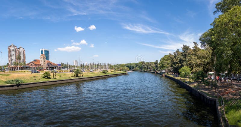 Panoramic view of Tigre River and Tigre Train Station in Tigre, Buenos Aires, Argentina. Panoramic view of Tigre River and Tigre Train Station in Tigre, Buenos Aires, Argentina