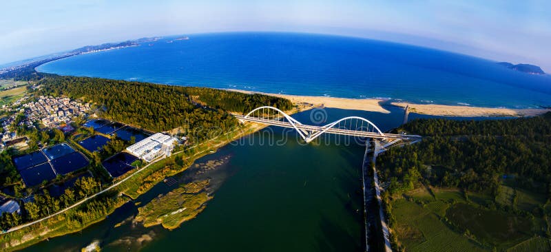 The panoramagram of the sun river brige