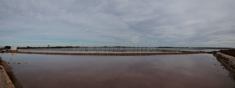 Panoramamening over Formentera eilandsaltern bij de winter stock fotografie Panoramamening over Formentera eilandsaltern bij de winter stock fotografie