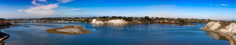 Panoramamening van de achterbaai van New Port Beach royalty-vrije stock afbeelding Panoramamening van de achterbaai van New Port Beach royalty-vrije stock afbeelding