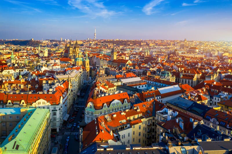 Panoramasicht auf die Stadt Prag auf dem Altstädter Ring, Tschechien Prager Altstadt Altstadt Altstadt stockfotografie Panoramasicht auf die Stadt Prag auf dem Altstädter Ring, Tschechien Prager Altstadt Altstadt Altstadt stockfotografie