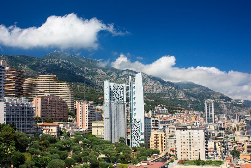 Panoramautsikt av Cannes, Monte - carlo arkivfoton Panoramautsikt av Cannes, Monte - carlo arkivfoton