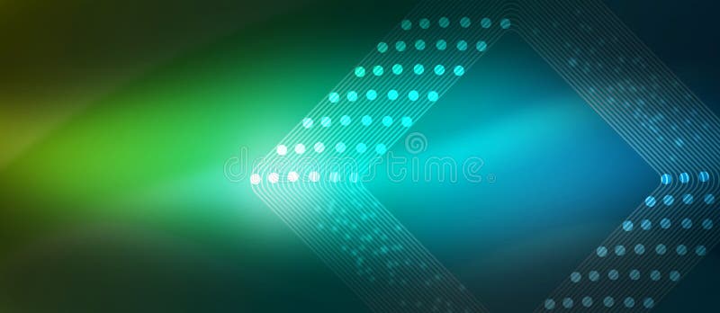 Abstract Geometric Shapes in Blurred Blue and Green Background stock photo
