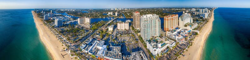 Panoramic aerial view of Fort Lauderdale on a sunny day, Florida