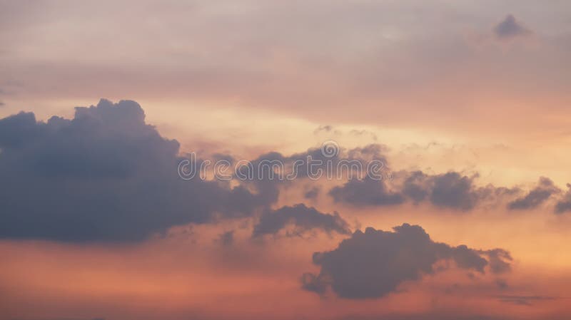 Panoramic aerial view image of dramatic group of clouds on exotic twilight summer sky. Image used for meteorology report and royalty free stock photos
