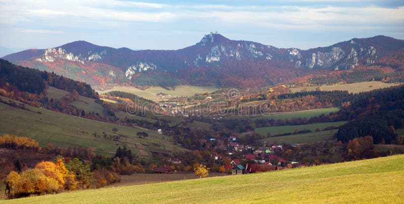 Panoramic autumnal view from Sulov rockies