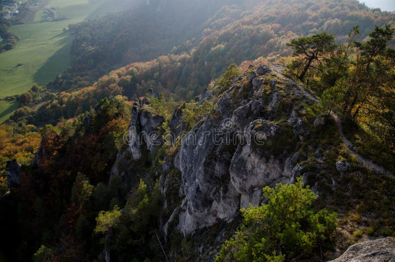 Panoramic autumnal view from Sulov rockies - sulovske skaly - Slovakia