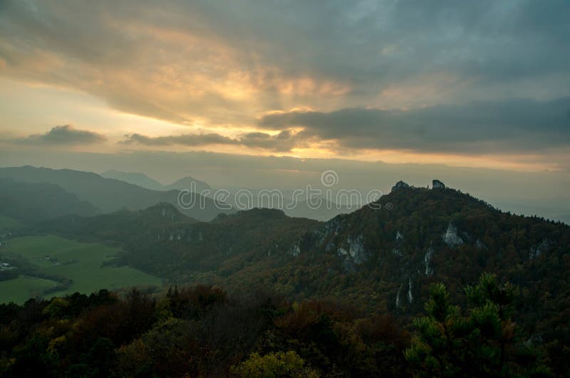 Panoramic autumnal view from Sulov rockies - sulovske skaly - Slovakia