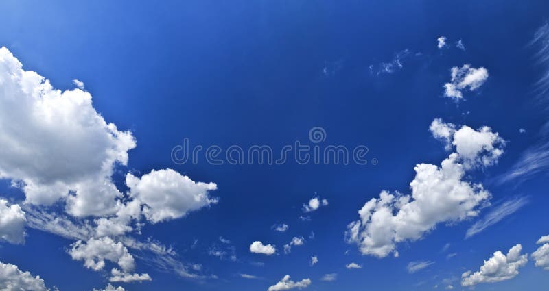 Panoramic blue sky with white clouds