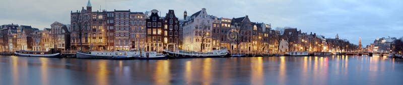 Panoramic city scenic in Amsterdam the Netherlands