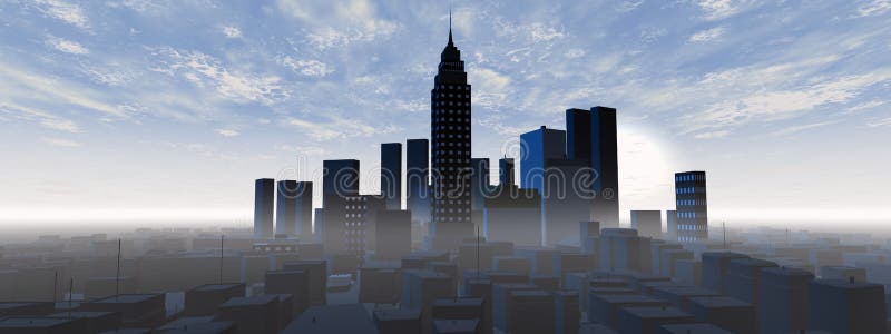 Panoramic city skyline royalty free illustration