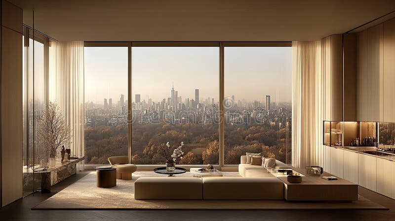 Stunning Living Room With Penthouse View image