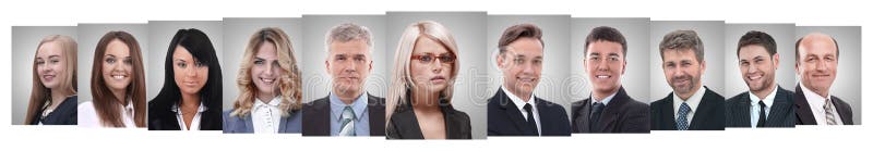 Panoramic collage of portraits of successful business people royalty free stock photography Panoramic collage of portraits of successful business people royalty free stock photography