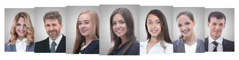 Panoramic collage of portraits of young entrepreneurs. royalty free stock photos Panoramic collage of portraits of young entrepreneurs. royalty free stock photos