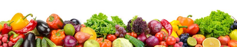 Panoramic collection fresh fruits and vegetables for skinali iso