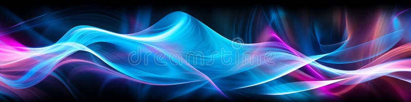 Panoramic colored waves, stock illustration.